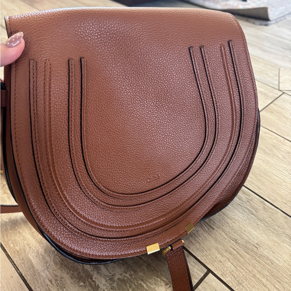 Chloe Marcie Saddle Bag in Grained Leather - Picture 11 of 14